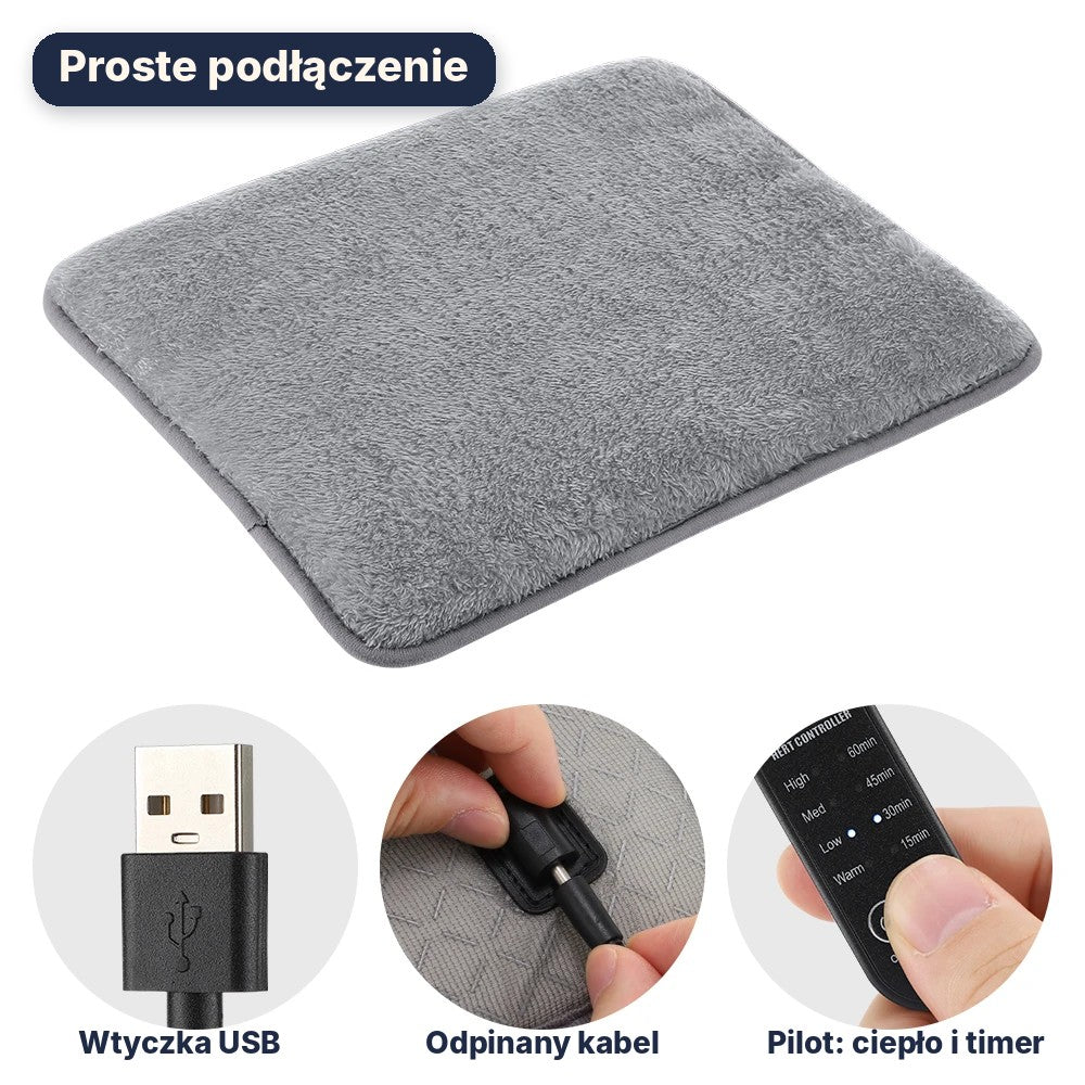 Podgrzewana nakładka na krzesło i fotel USB – 4 poziomy ciepła