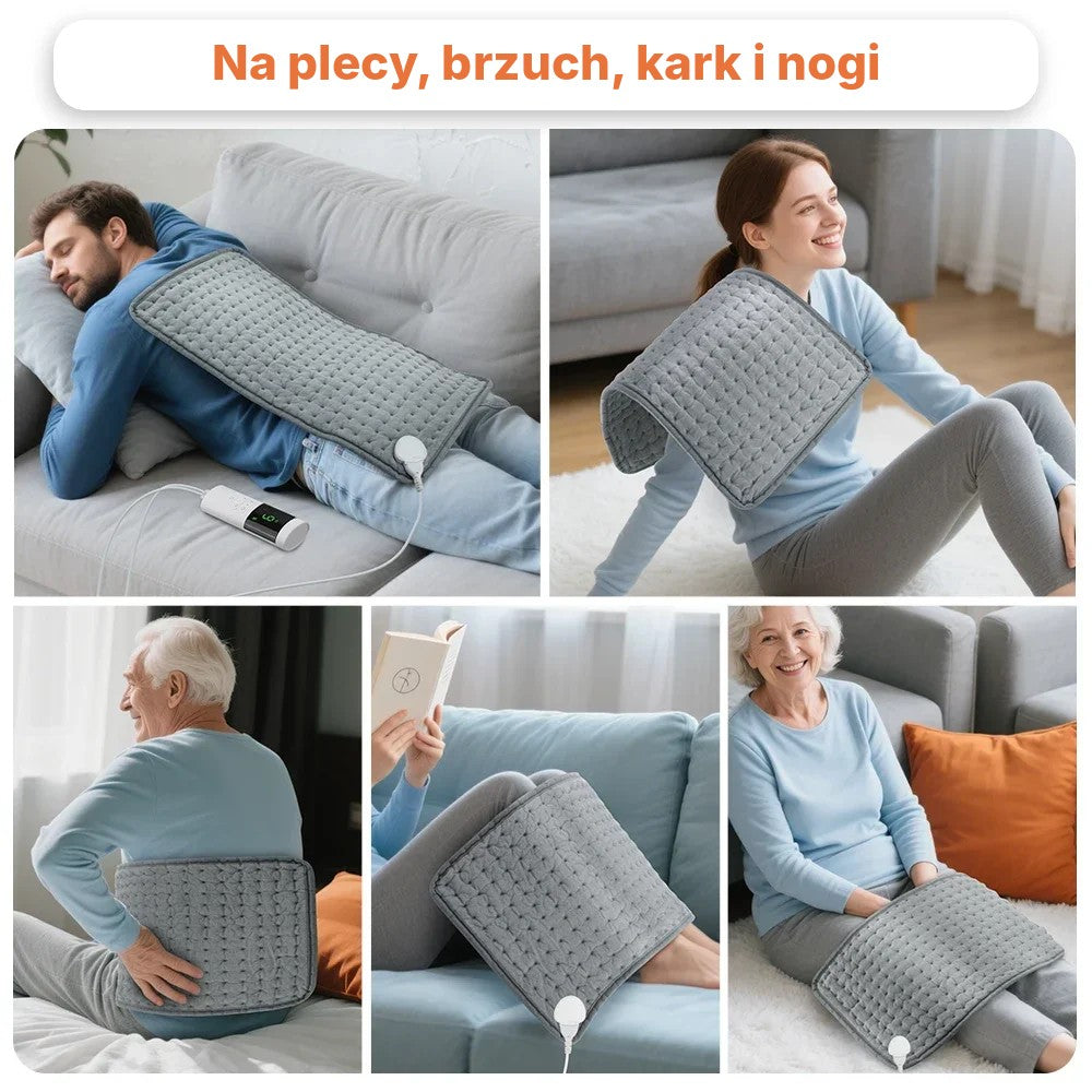 Poduszka grzewcza na kark i plecy 30×60 cm – 9 poziomów, timer