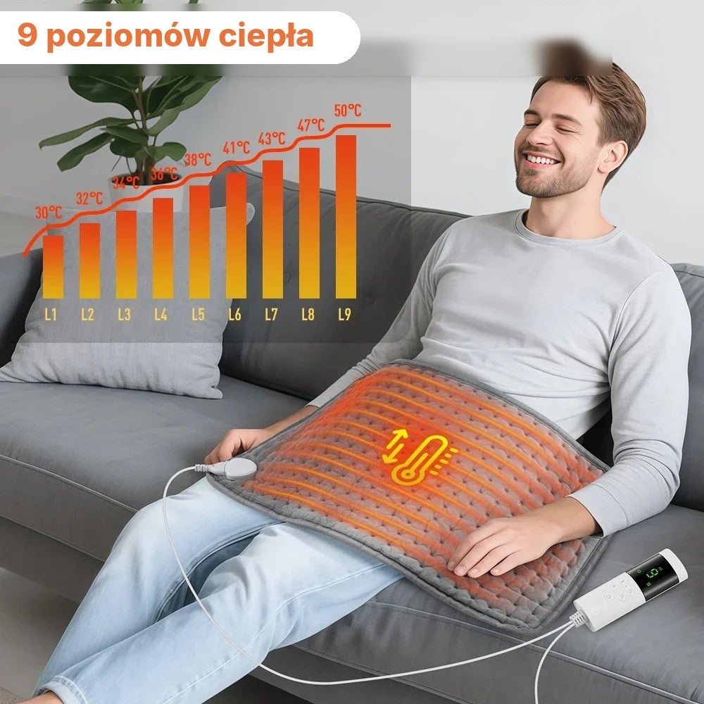 Poduszka grzewcza na kark i plecy 30×60 cm – 9 poziomów, timer